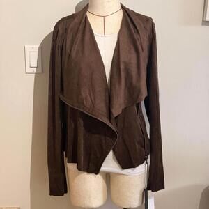 BlankNYC NWT Faux Suede Drapey Motorcycle Jacket Chocolate Brown Women's XL